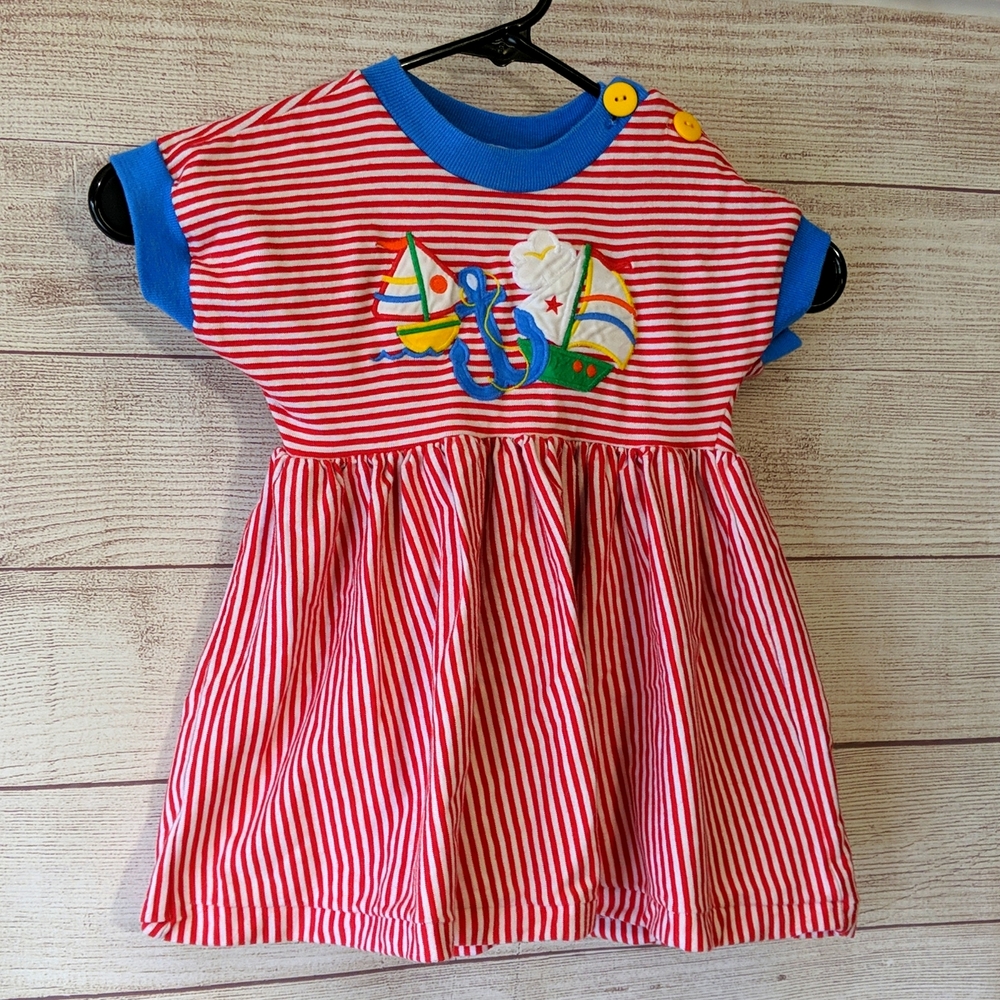 Vintage patsy Aiken designs cotton sailing striped beach dress size 3T